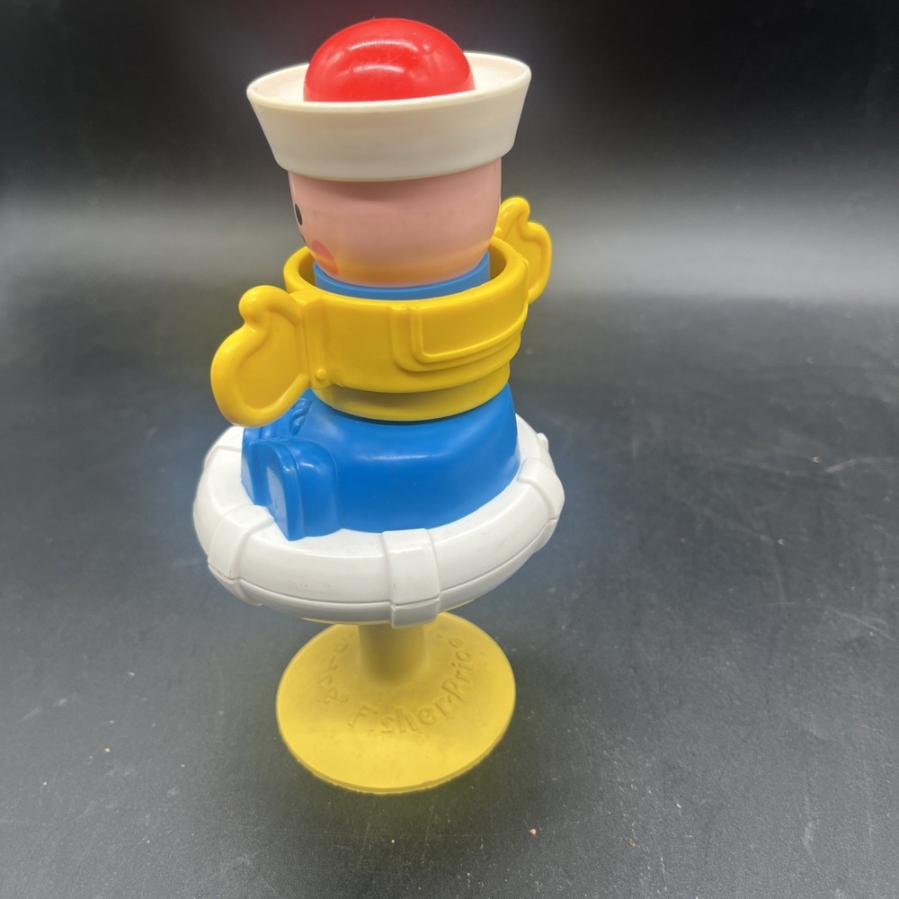 Fisher Price Sailor Baby Rattle Suction High Chair Squeak Toy Vintage 1984 - Picture 4 of 16